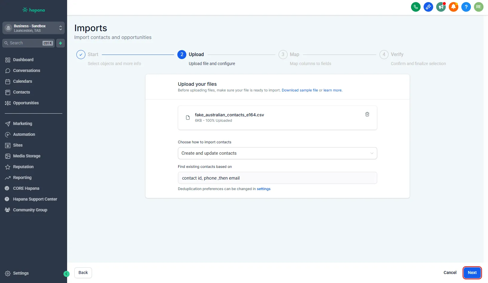 Import contacts using a CSV file